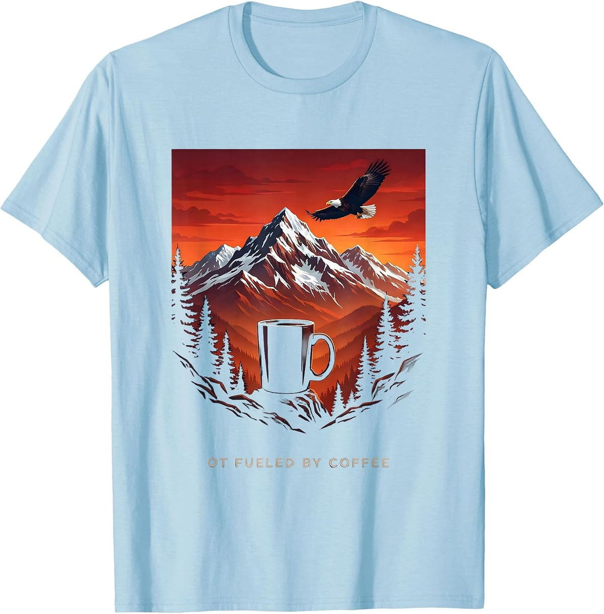 Men's OT Fueled By Coffee Occupational Therapy Design T-Shirt - Baby Blue