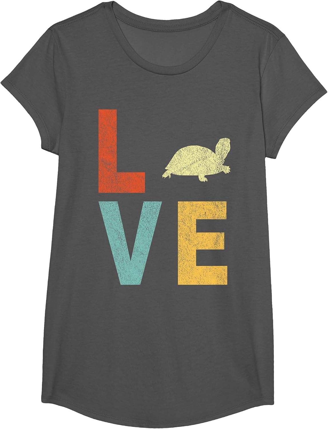 Love Tortoises Turtle Lover Funny Tortoise Quote Retro T-Shirt - Girls Asphalt Grey