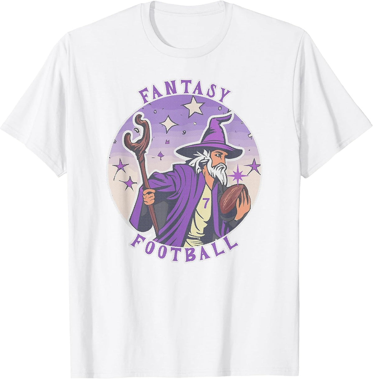 Funny Wizard Fantasy Football Player Literal Dad Joke Pun T-Shirt - White