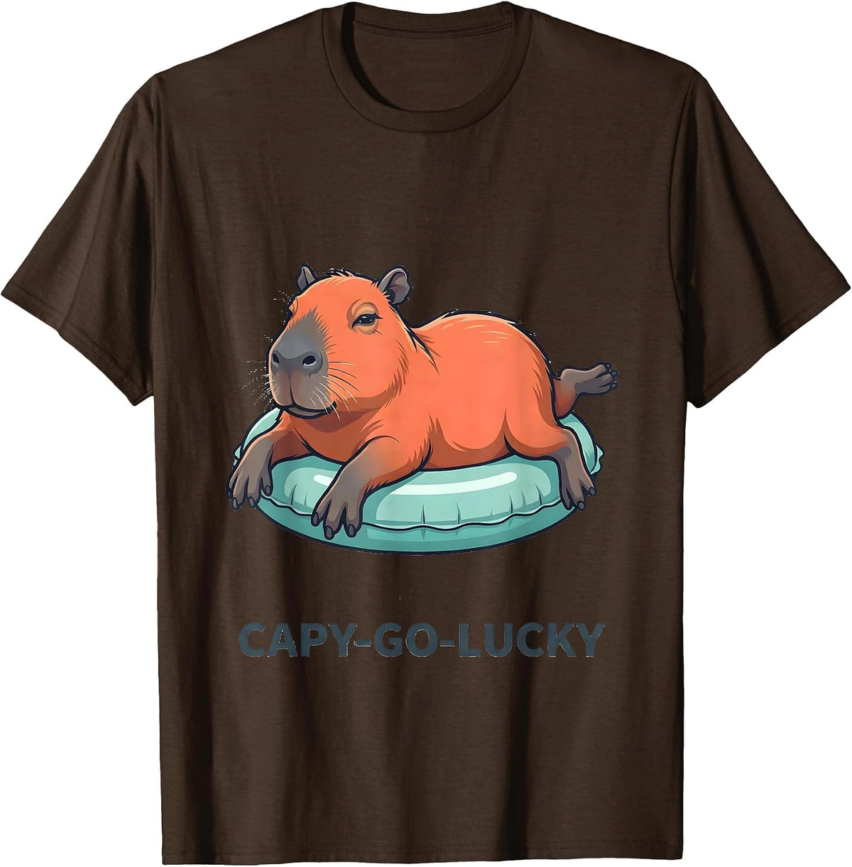 Capy-Go-Lucky Funny Capybara Animal Lover Humor T-Shirt - Brown
