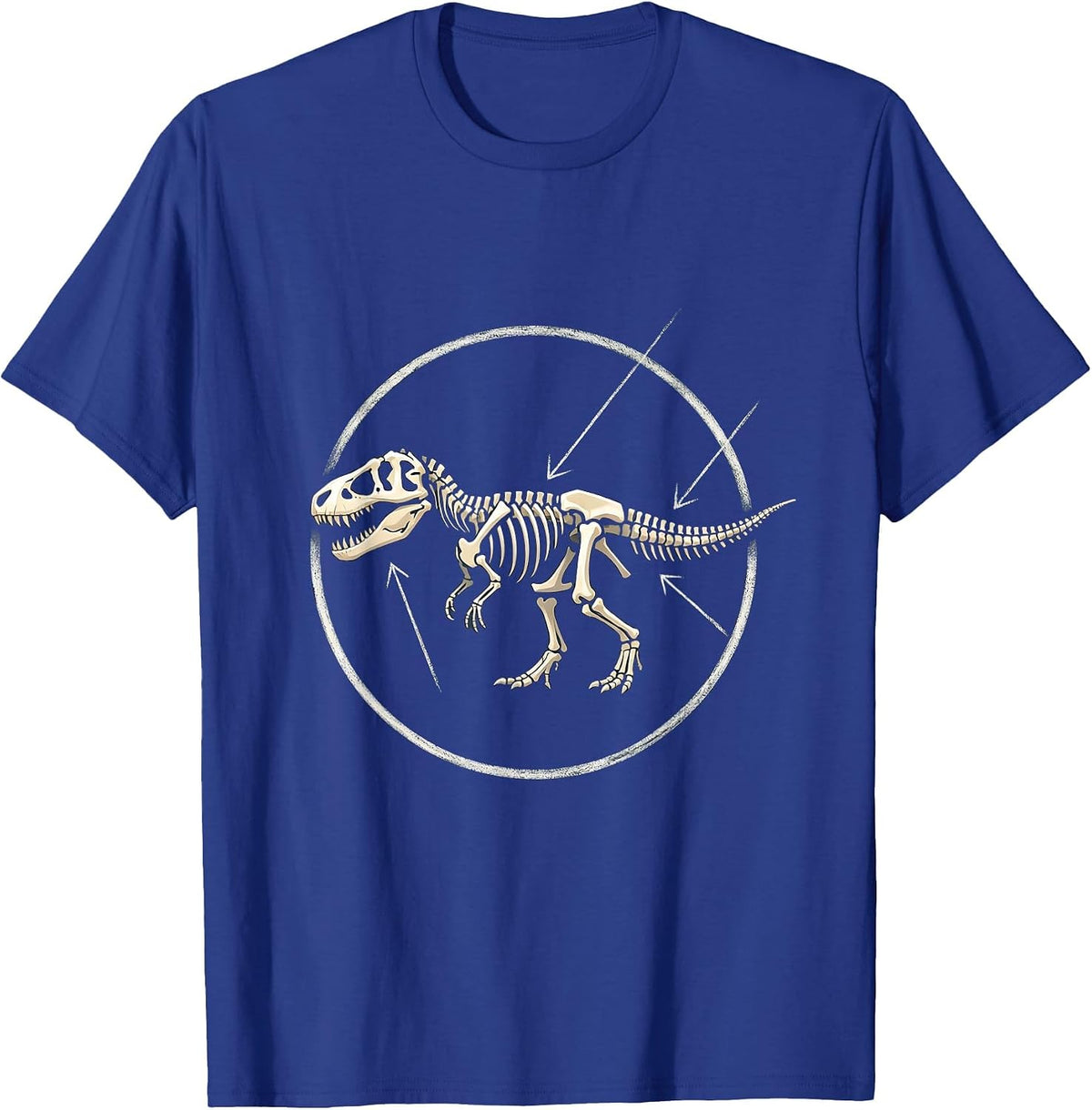 Dinosaur Skeleton Scientific Diagram Illustration T-Shirt - Royal Blue