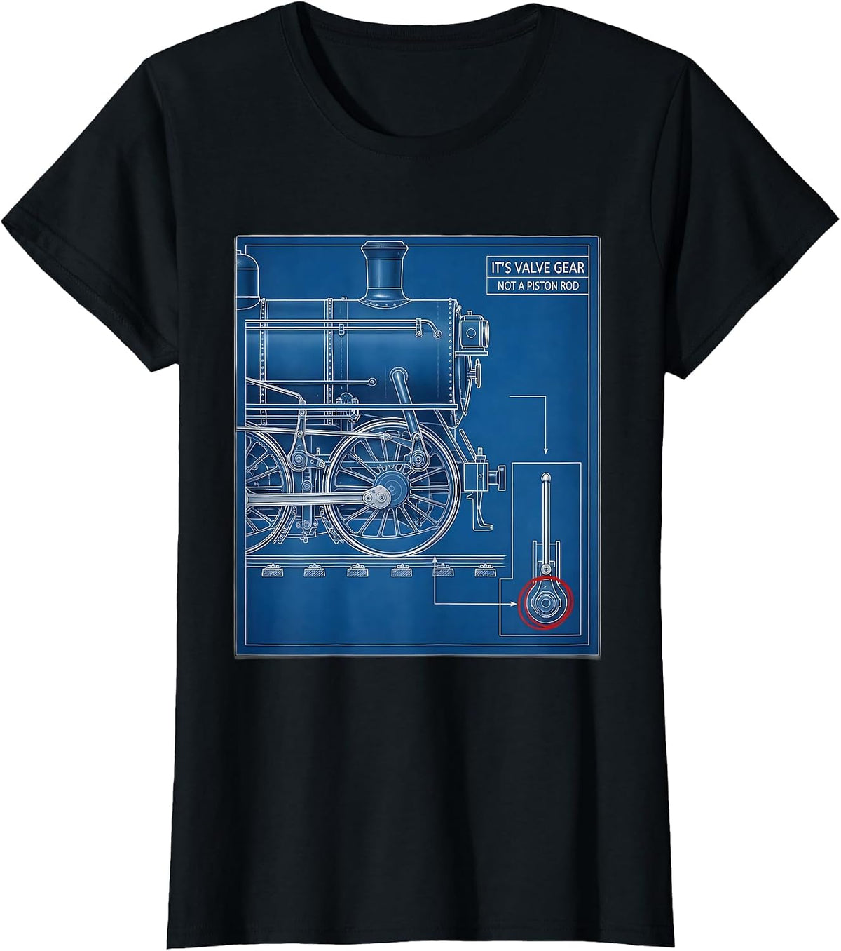 It's Valve Gear Not A Piston Rod Funny Train Enthusiast T-Shirt - Black