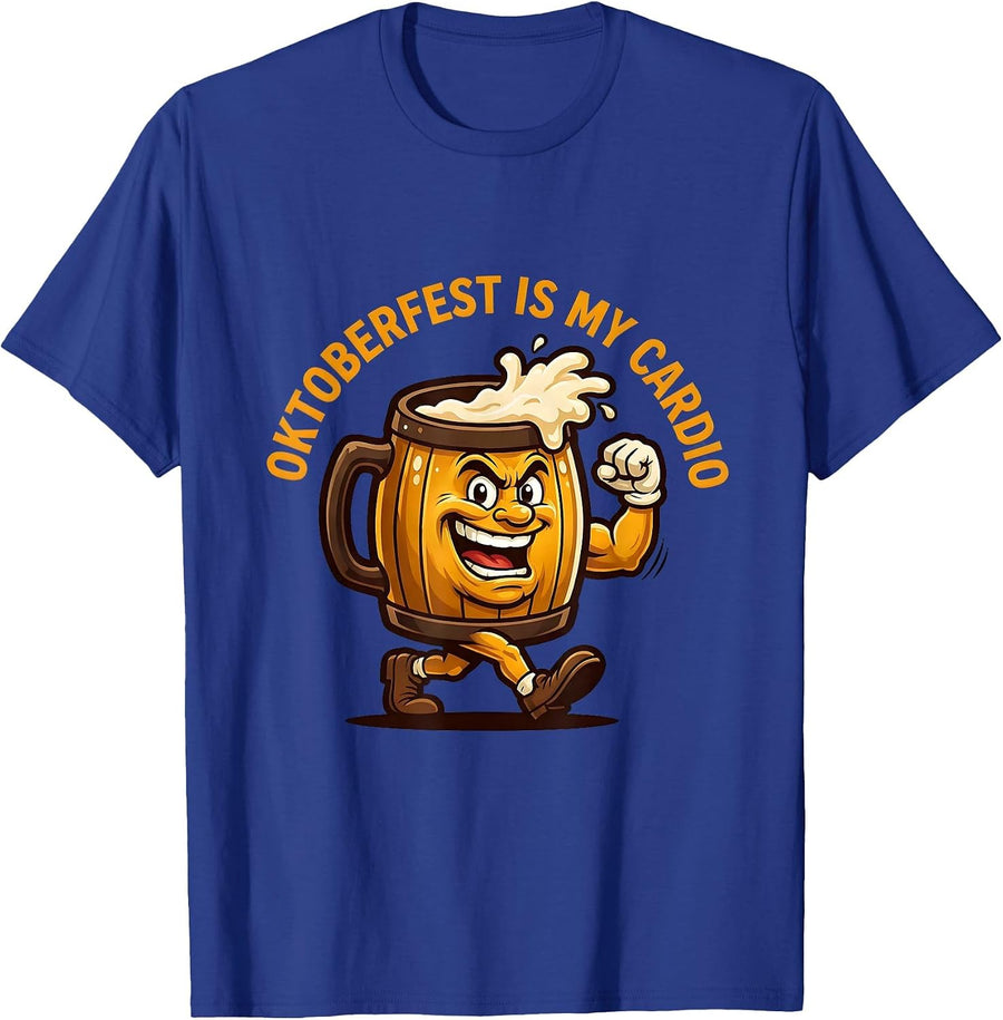 Oktoberfest Is My Cardio Beer Festival Design T-Shirt - Royal Blue