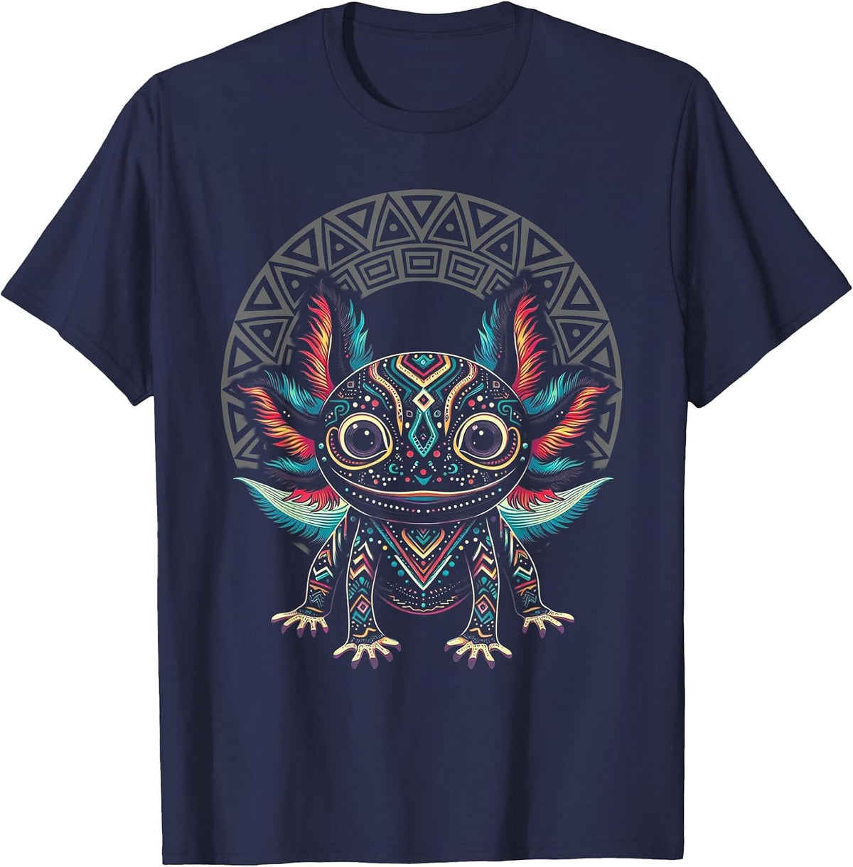 Axolotl Art Mexico Aztec Mexican Amphibian Salamander T-Shirt - Navy Blue
