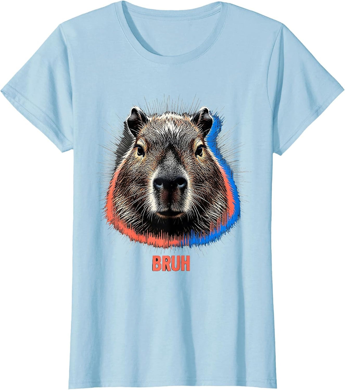 Women's Bruh Funny Capybara Animal Meme Humor Video Games T-Shirt - Baby Blue