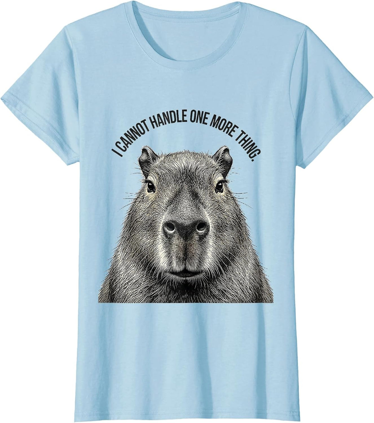 I Cannot Handle One More Thing Funny Capybara Meme Humor T-Shirt - Baby Blue