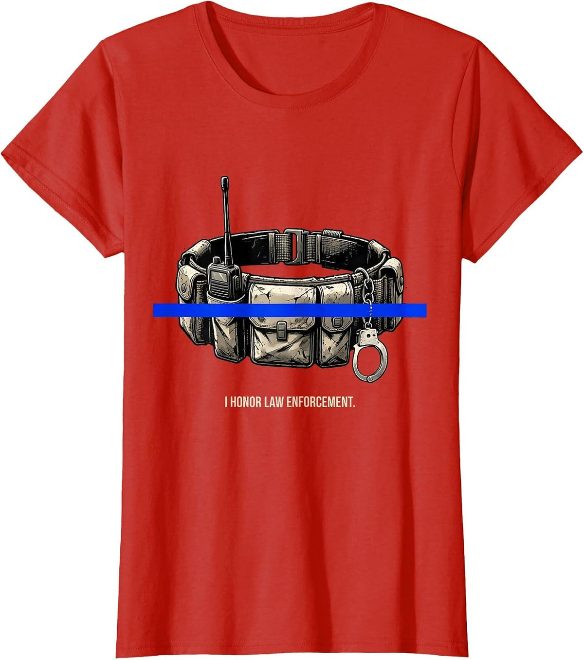 I Honor Law Enforcement Distressed Thin Blue Line Police T-Shirt - Red