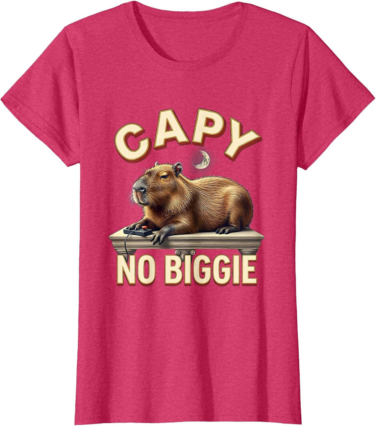 Women's Capy, No Biggie Funny Capybara Gamer Humor Video Games T-Shirt - Red Heather