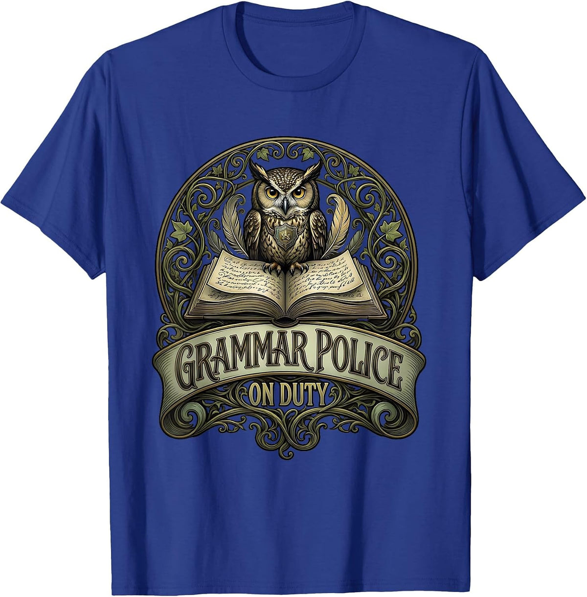Grammar Police On Duty English Teacher Design T-Shirt - Royal Blue