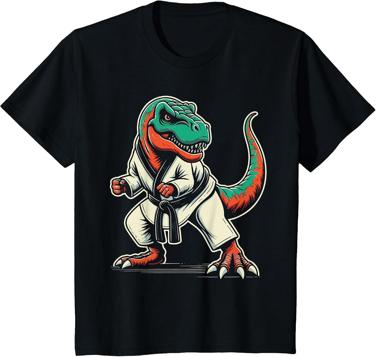 T-Rex Dinosaur Karate Taekwondo Martial Arts T-Shirt - Black