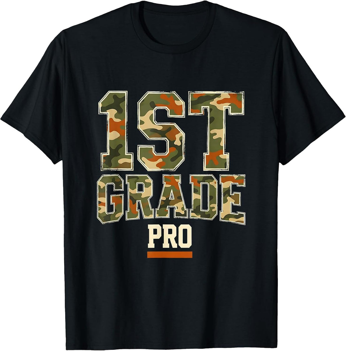 Men's 1st Grade Pro Camo First Grade Boy Back To School T-Shirt - Black