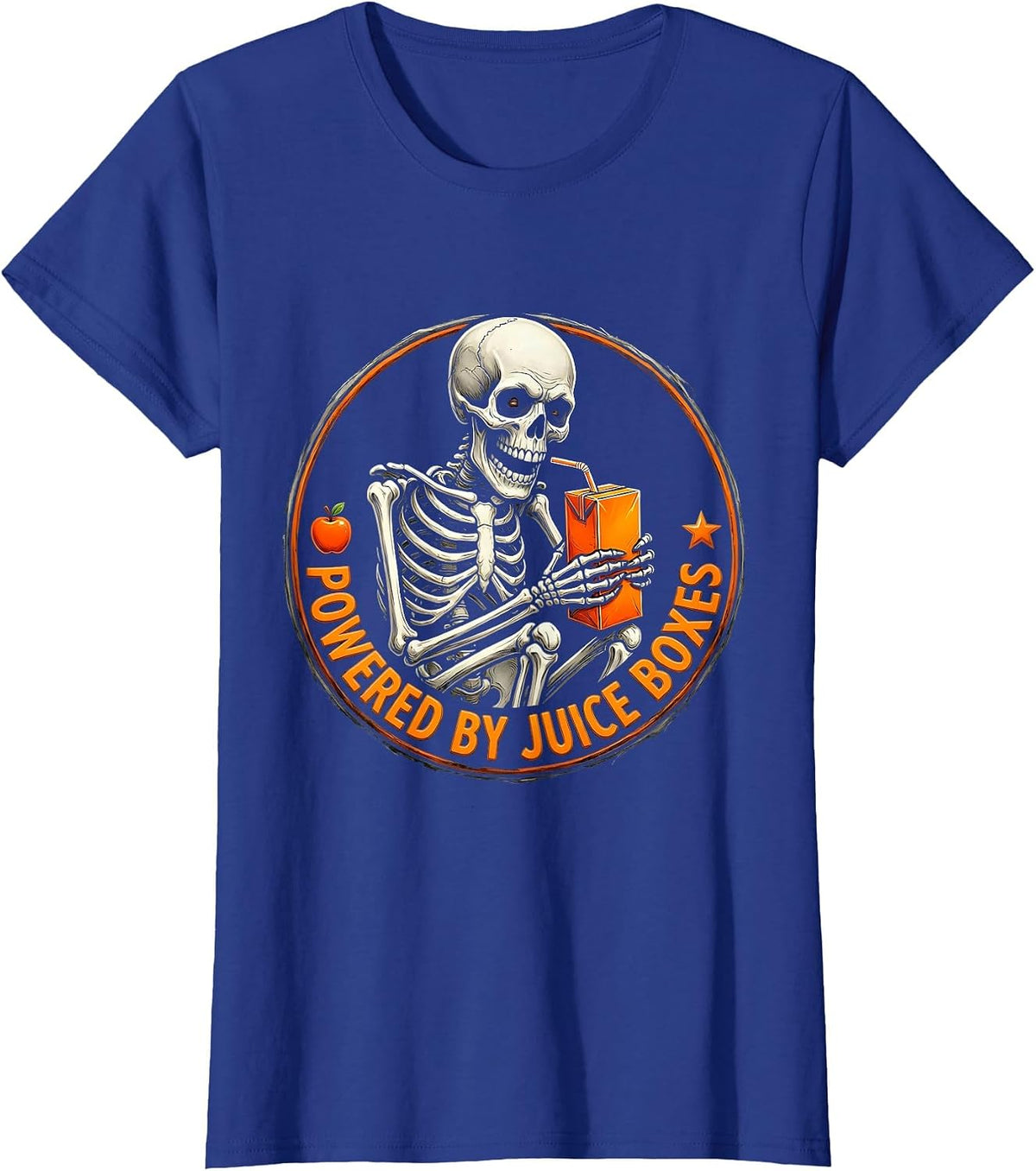 Women's Powered by Juice Boxes Preschool Teacher Design T-Shirt - Royal Blue