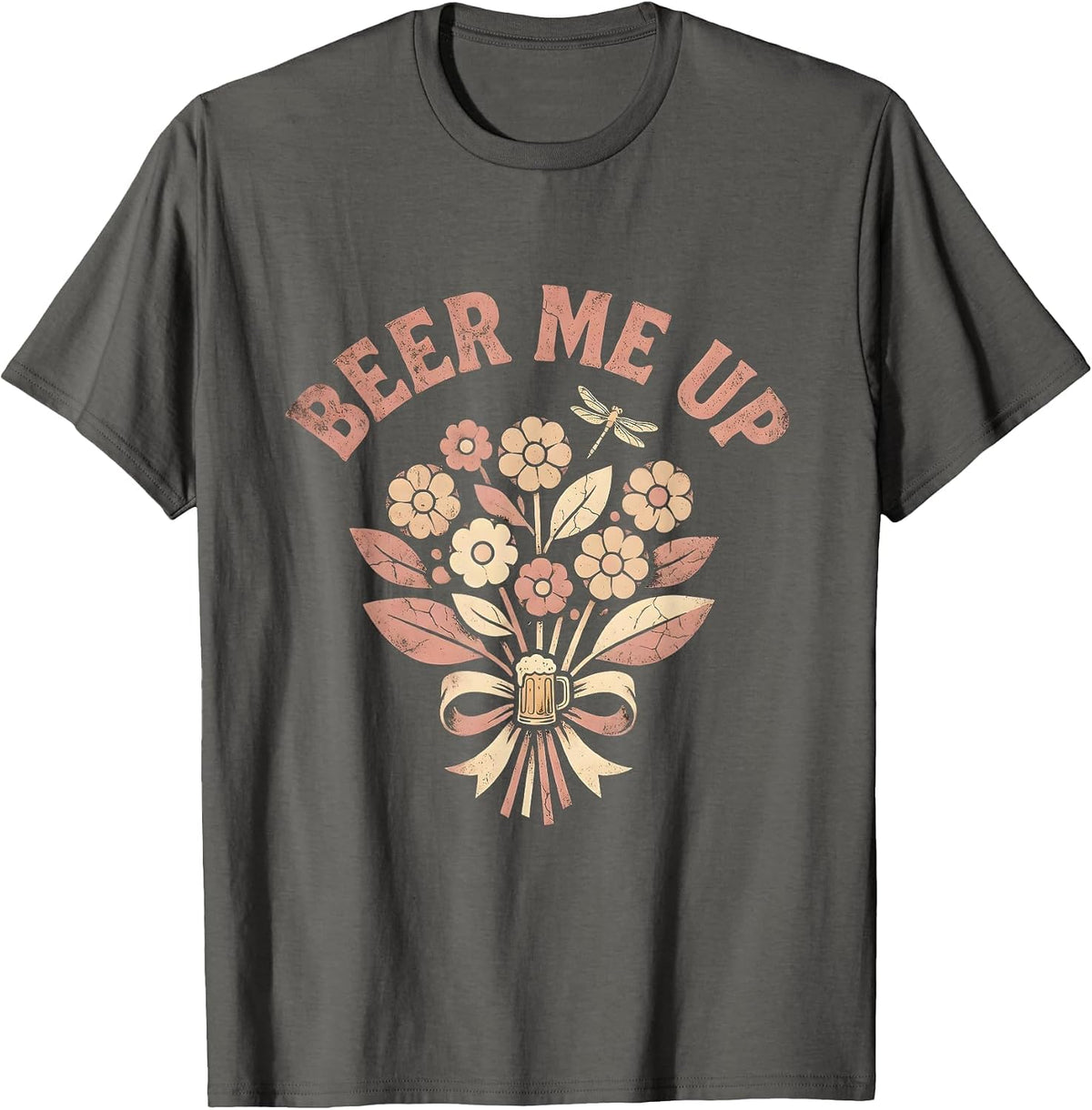 Beer Me Up Oktoberfest Graphic Design T-Shirt - Asphalt Grey
