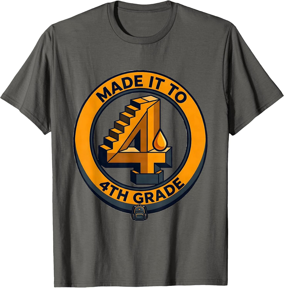 Made It To 4th Grade Groovy Back To School Fourth Grade T-Shirt - Asphalt Grey