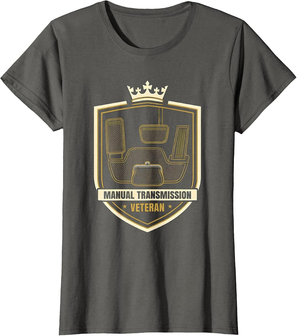 Women's Manual Transmission Veteran Classic Car Guy Stick Shift T-Shirt - Asphalt Grey