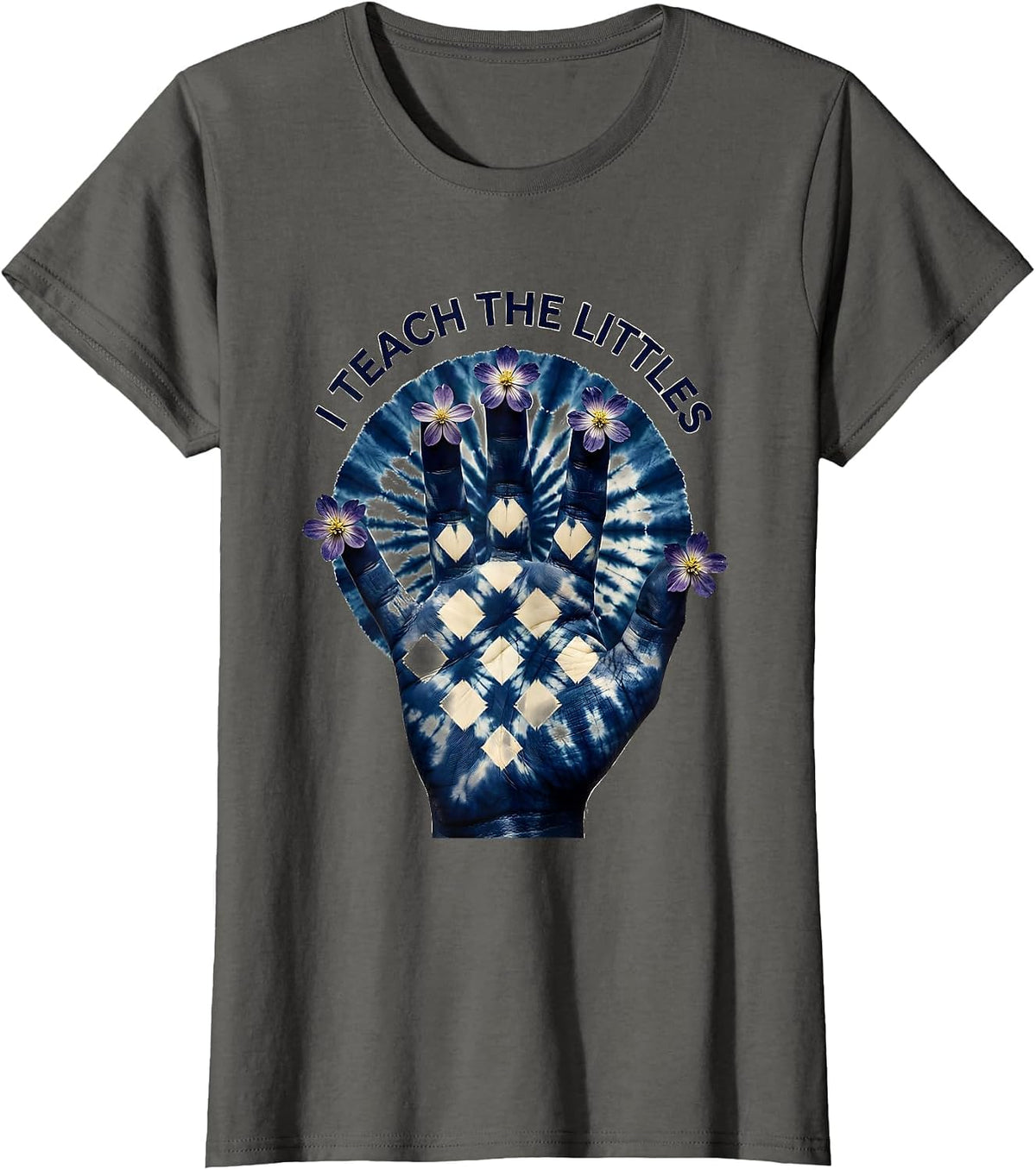 Women's I Teach The Littles Preschool Teacher Design T-Shirt - Asphalt Grey