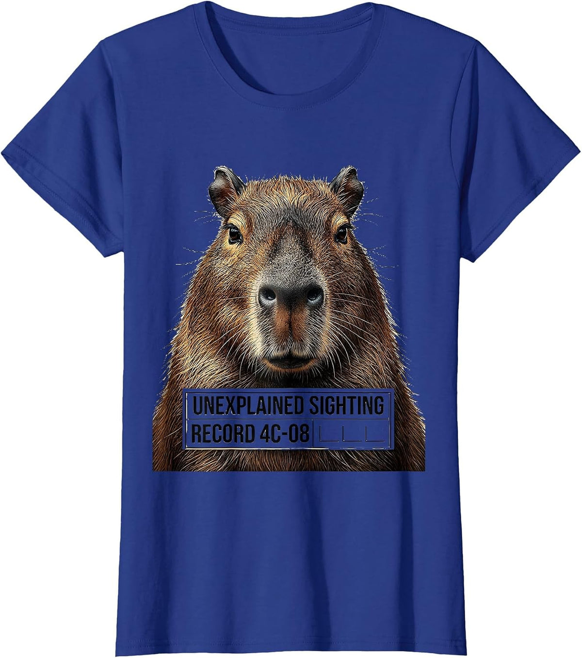 Women's Unexplained Sighting Record 4C-08 Funny Capybara Meme Gamer T-Shirt - Royal Blue