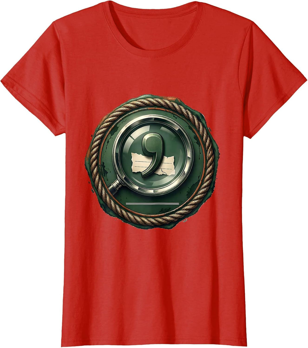 Vintage Grammar Teacher Punctuation Seal Badge T-Shirt - Red