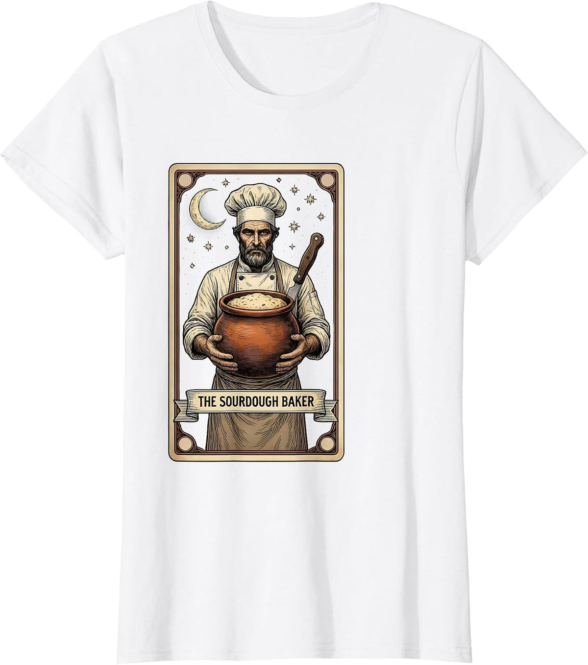 The Sourdough Baker Tarot Card Baker Humor Occult T-Shirt - White