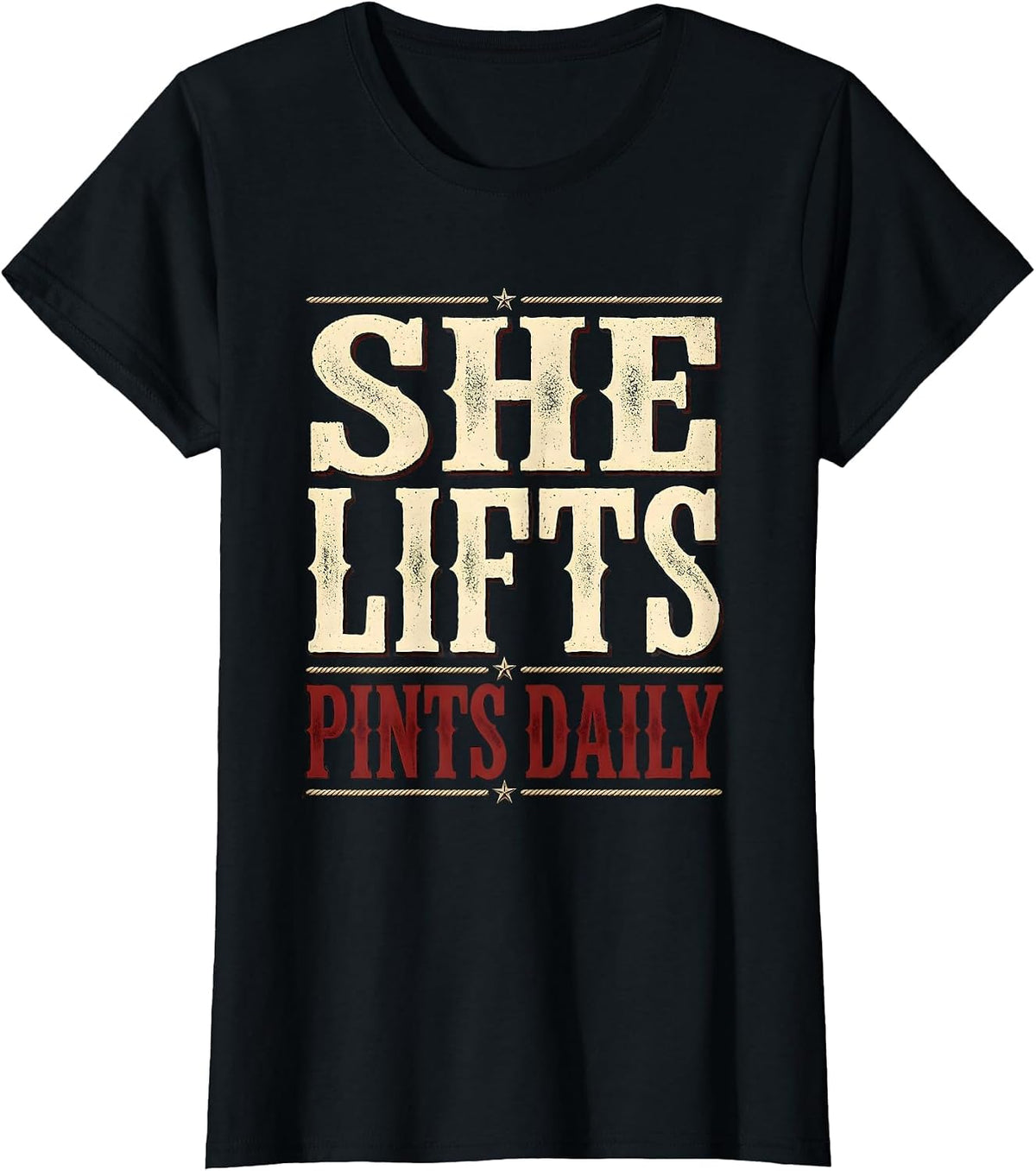 She Lifts Pints Daily Beer Lover Design T-Shirt - Black