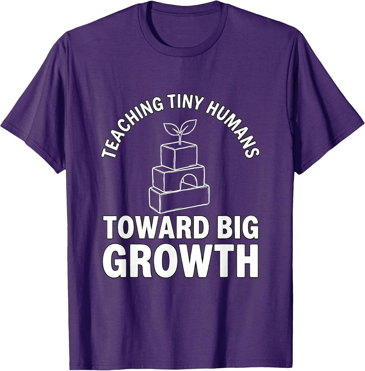 Teaching Tiny Humans Toward Big Growth Teacher Humor T-Shirt - Purple