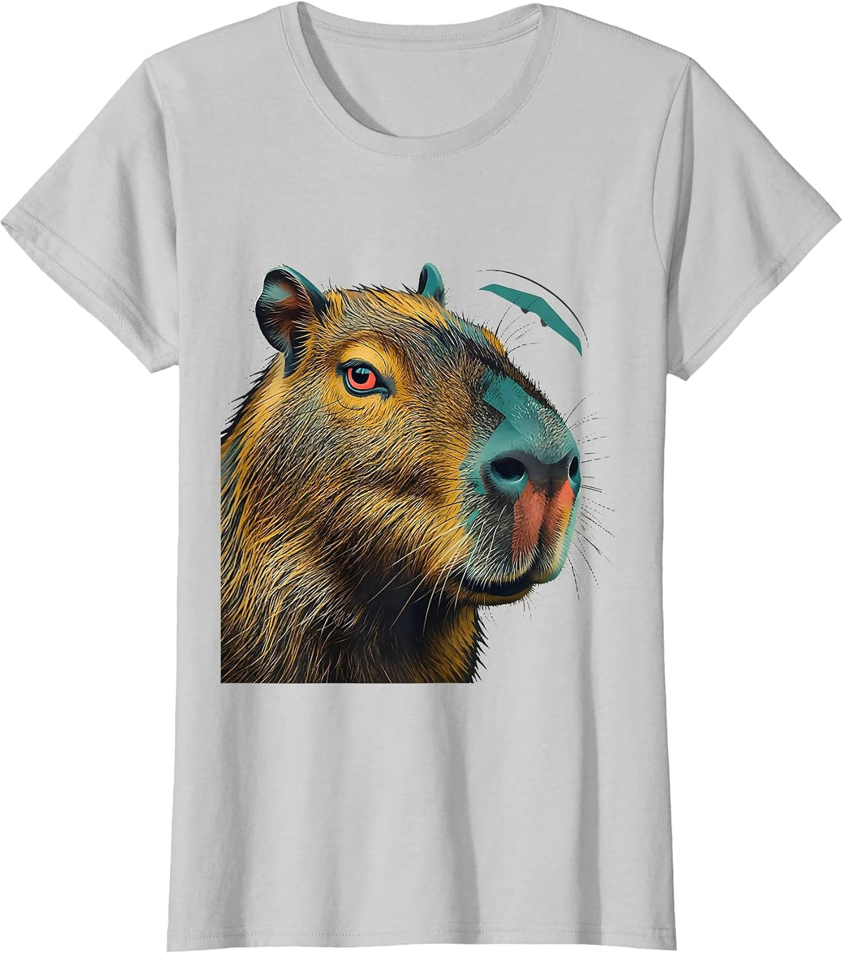 Women's Capybara Head Midcentury Modern Funny Meme Humor T-Shirt - Silver Grey