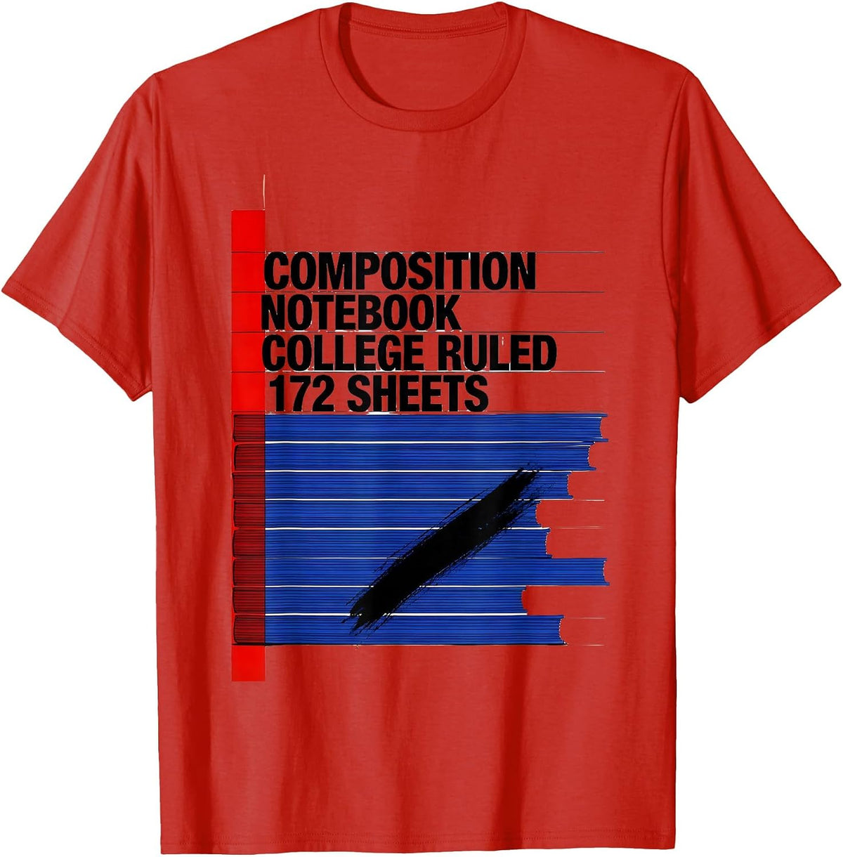 Men's Composition Notebook College Ruled 172 Sheets Teacher T-Shirt - Red