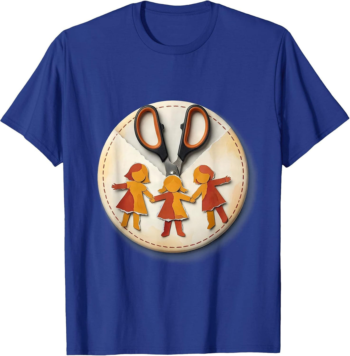 Men's Preschool Teacher Scissors Paper Chain Children Graphic T-Shirt - Royal Blue