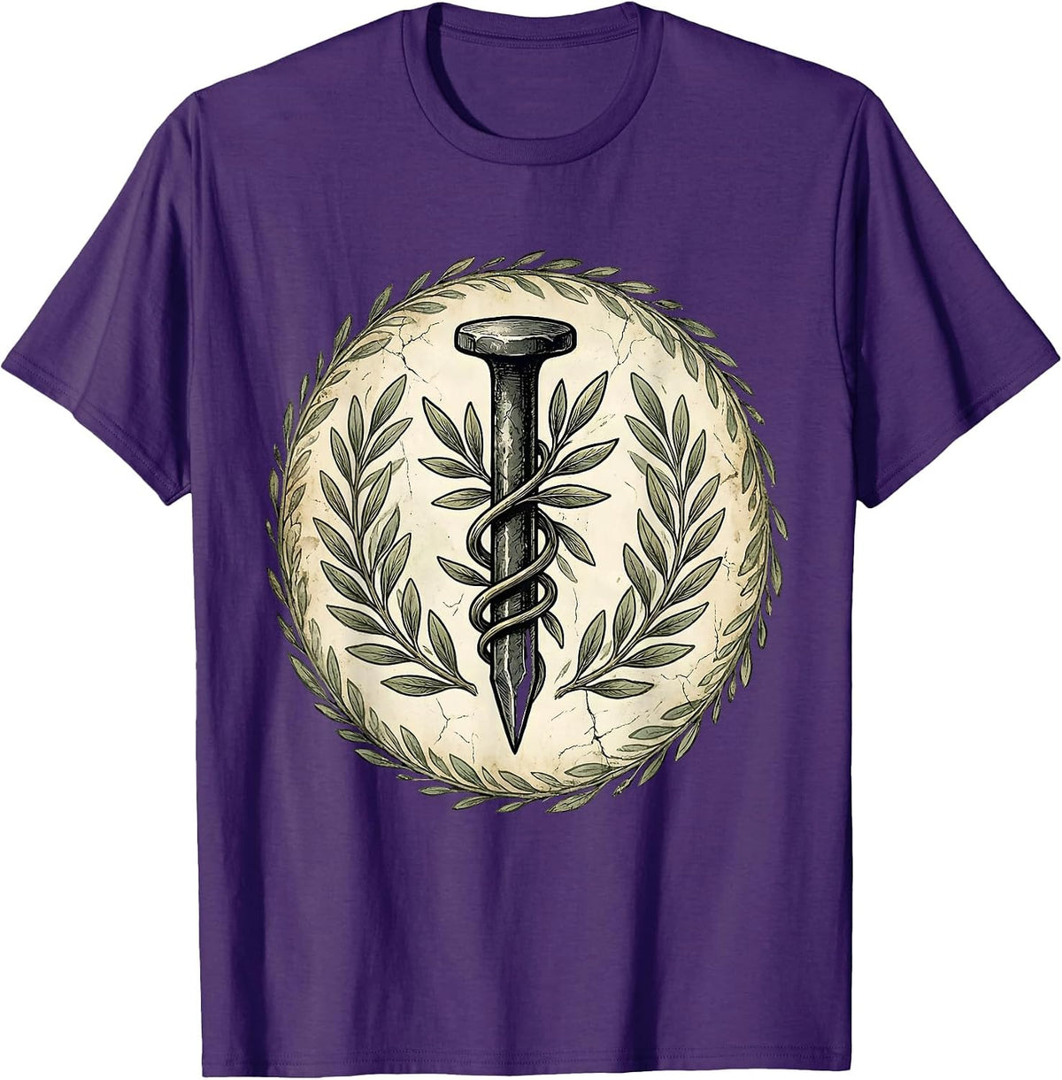 I Love Jesus Olive Branch and Nail Graphic T-Shirt - Purple