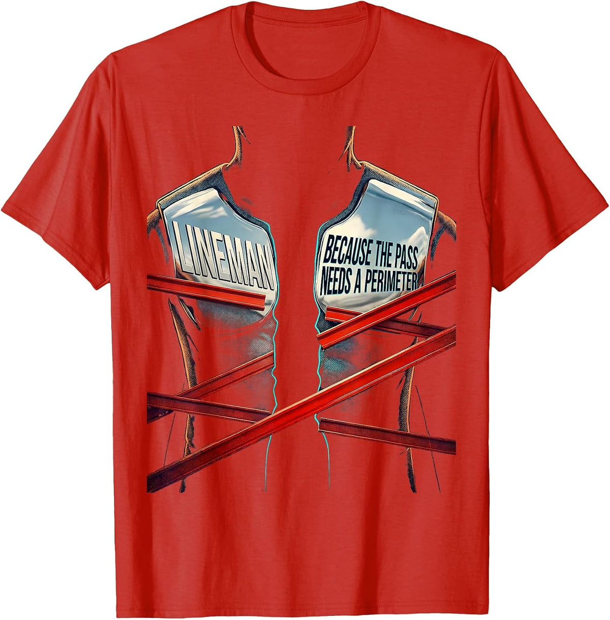 Men's Lineman Because The Pass Needs A Perimeter Football Lineman T-Shirt - Red