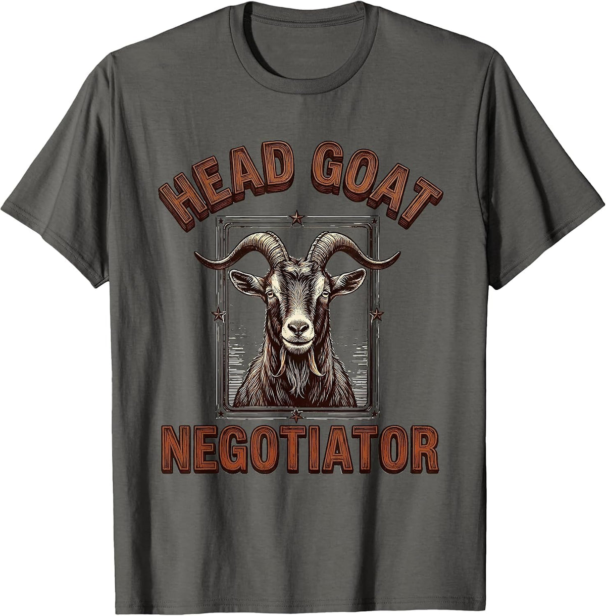 Men's Head Goat Negotiator Funny Goat Farmer Goat Owner Humor T-Shirt - Asphalt Grey