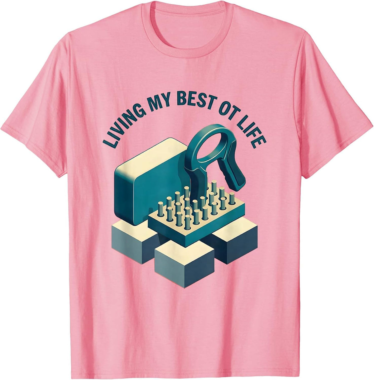 Men's Living My Best OT Life Occupational Therapy Design T-Shirt - Pink