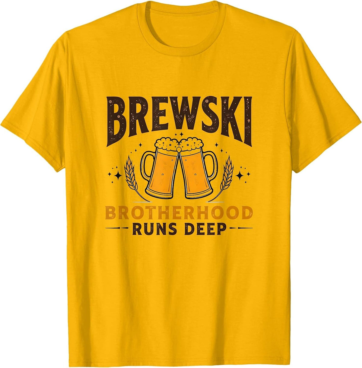 Brewski Brotherhood Runs Deep Beer Design T-Shirt - Golden Yellow