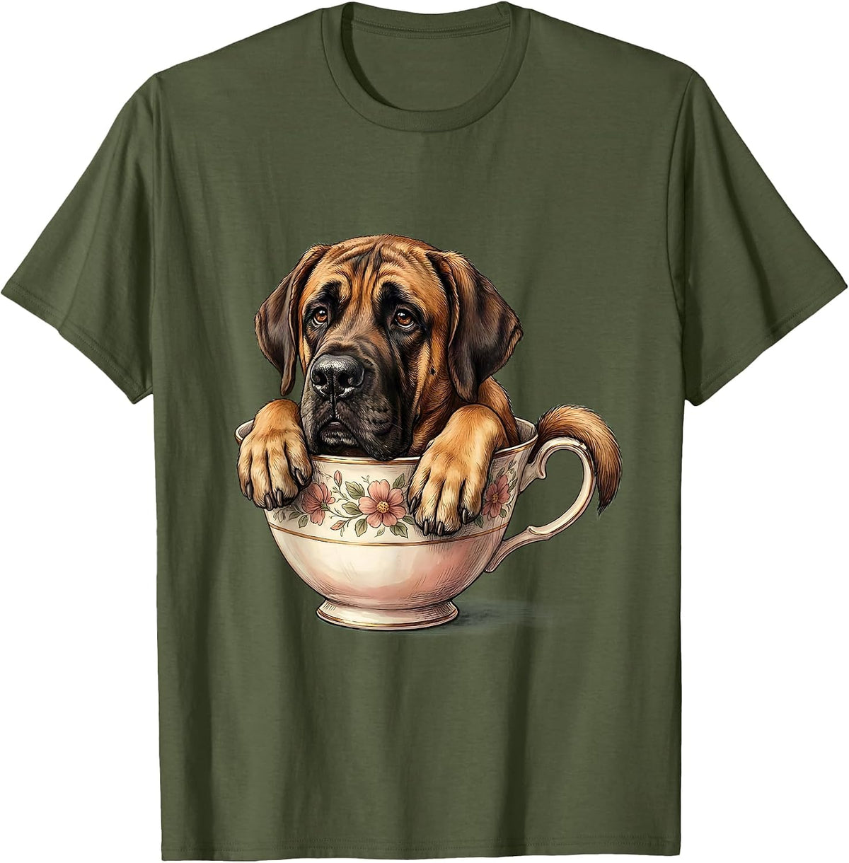 Great Dane In A Teacup Cute Dog Lover Gift T-Shirt - Olive Green