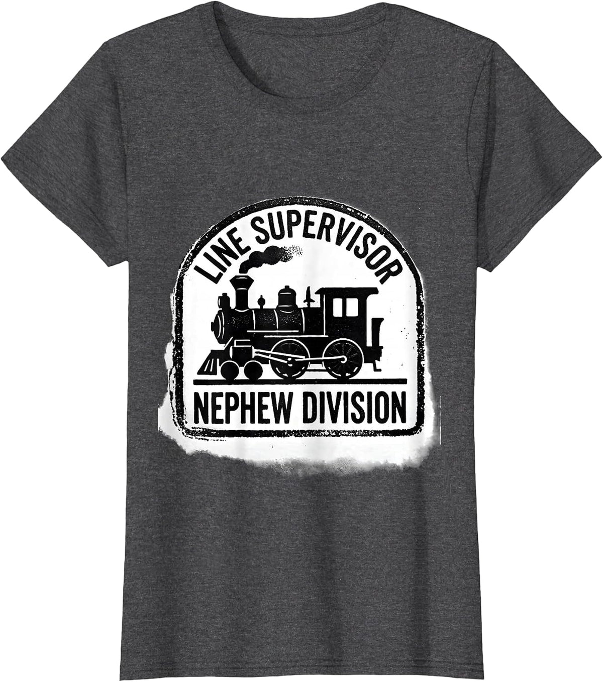 Women's Line Supervisor Nephew Division Rubber Stamp Steam Train T-Shirt - Dark Heather Grey