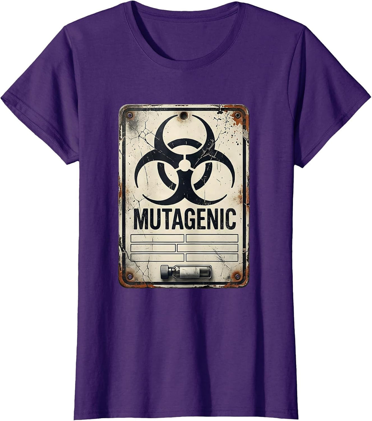 Women's Mutagenic Distressed Biohazard Science Teacher Lab Tech T-Shirt - Purple