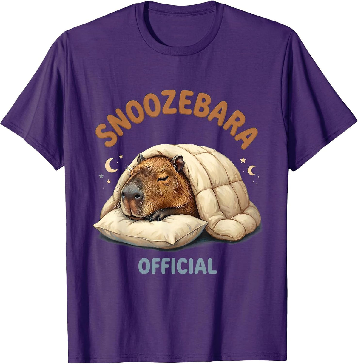 Snoozebara Official Cute Capybara Sleepwear Kids Pajama Top T-Shirt - Purple