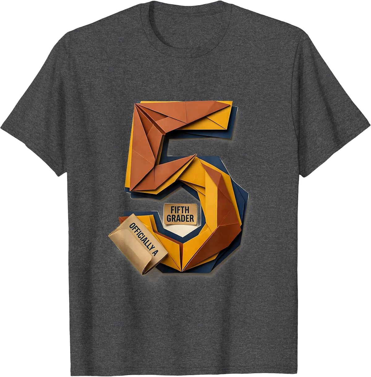 Officially A Fifth Grader Playful Cheerful Back To School T-Shirt - Dark Heather Grey