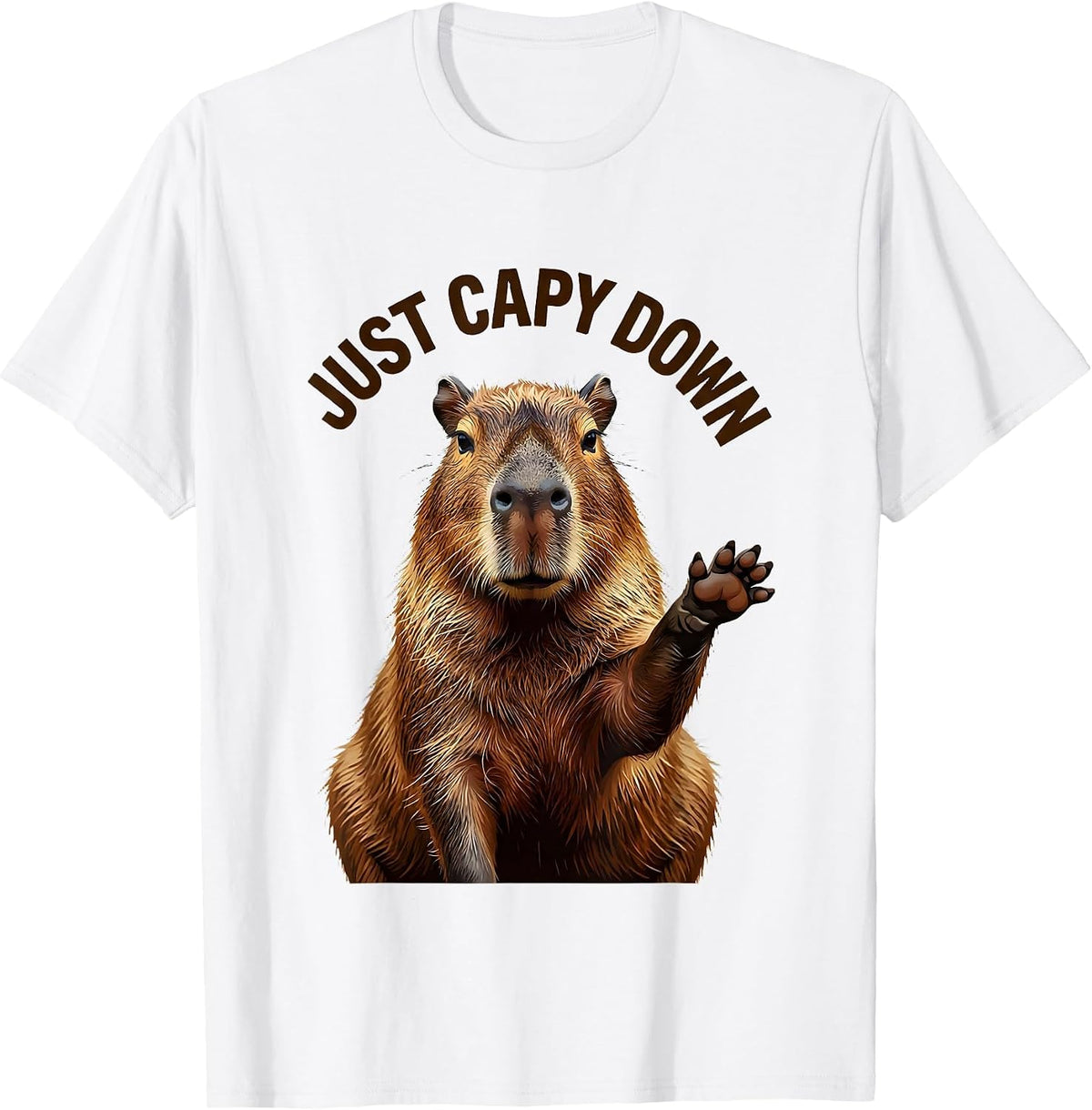 Men's Just Capy Down Funny Capybara Meme Animal Humor T-Shirt - White