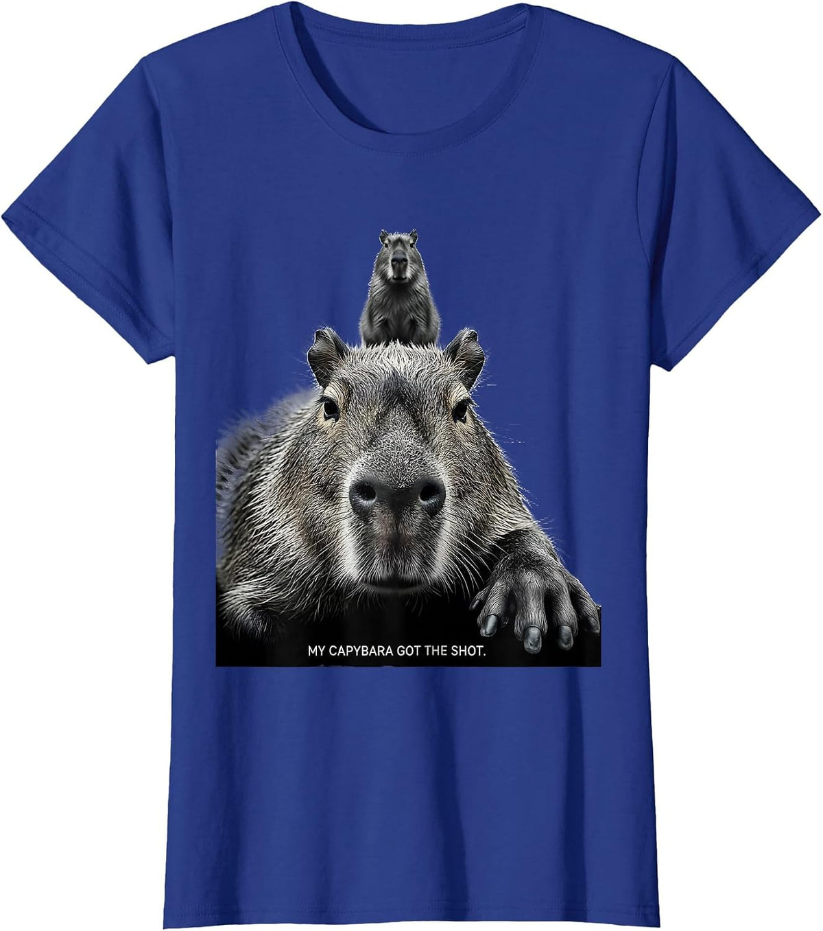 Women's My Capybara Got The Shot Funny Absurdist Animal Humor T-Shirt - Royal Blue