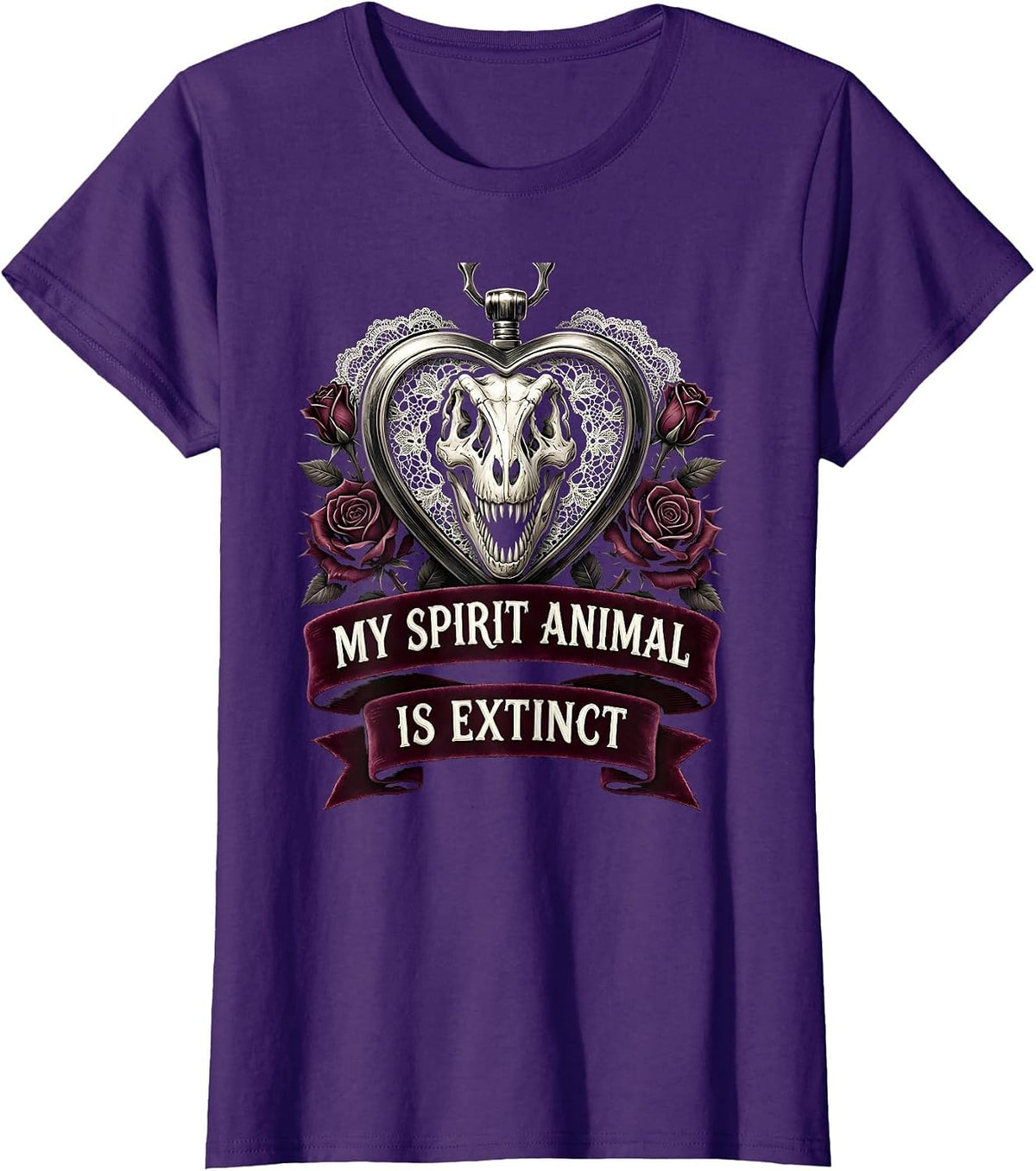 Women's My Spirit Animal Is Extinct Dinosaur Design T-Shirt - Purple