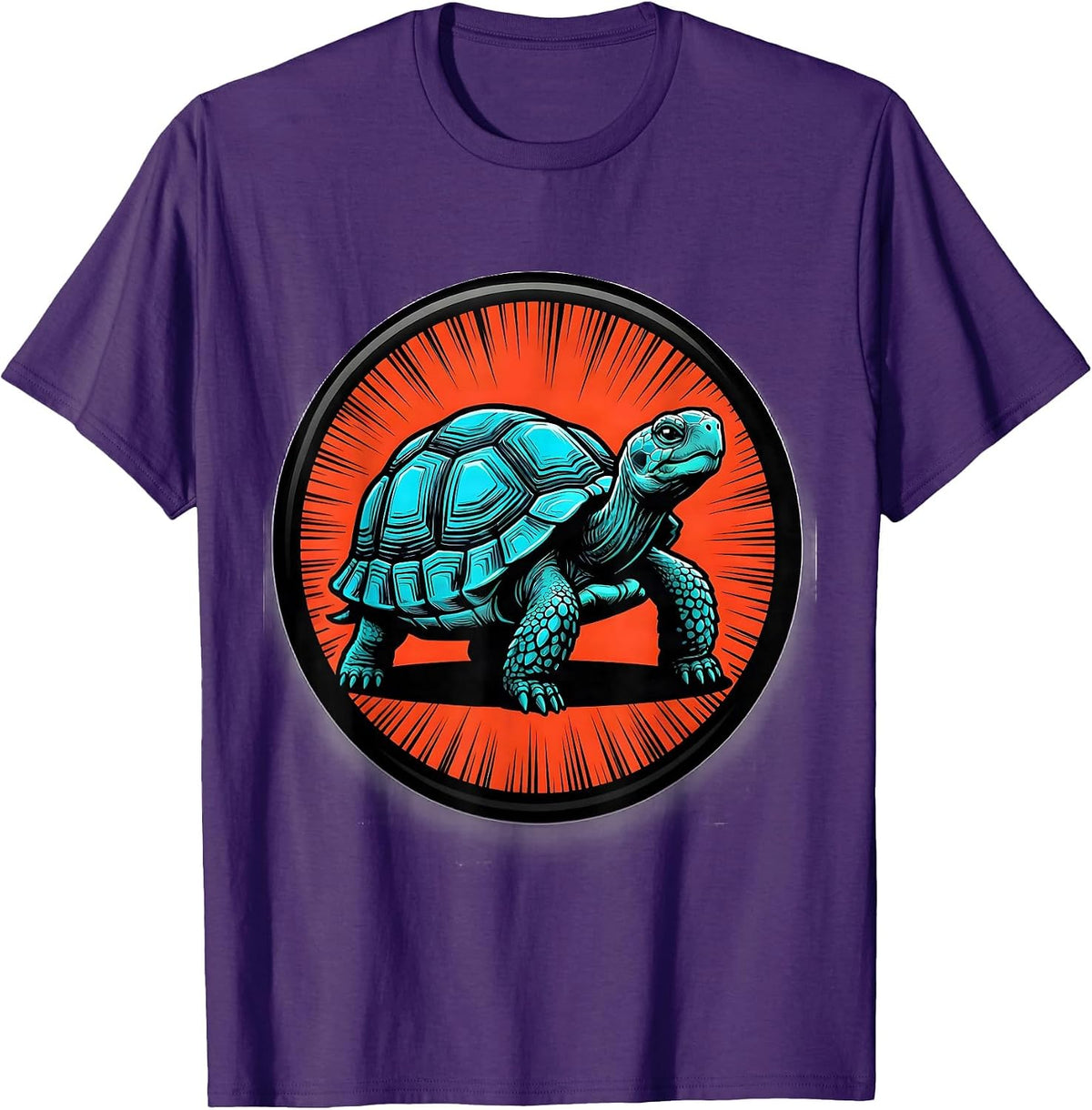 Proud Tortoise Pop Art Pet Lover Badge T-Shirt - Purple