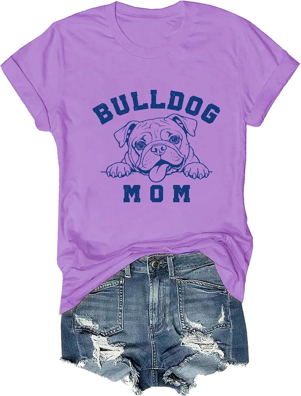 English Bulldog Mom Shirt Dog Lover T-Shirt Bulldog Tee - Purple