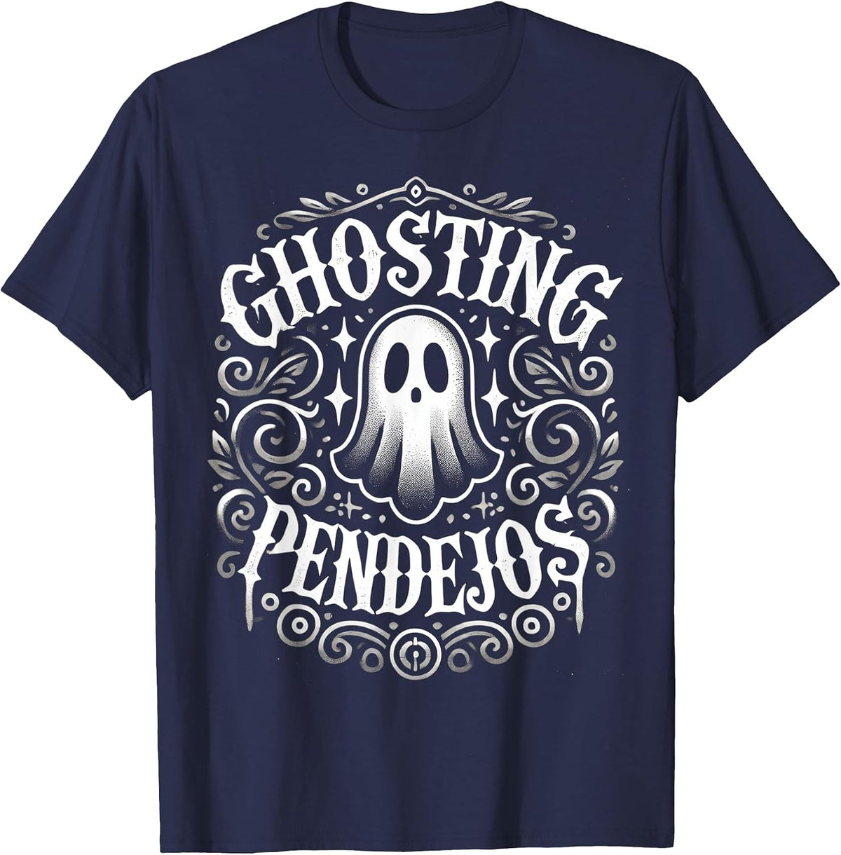 Ghosting Pendejos Funny Mexican Ghost Halloween T-Shirt - Navy Blue