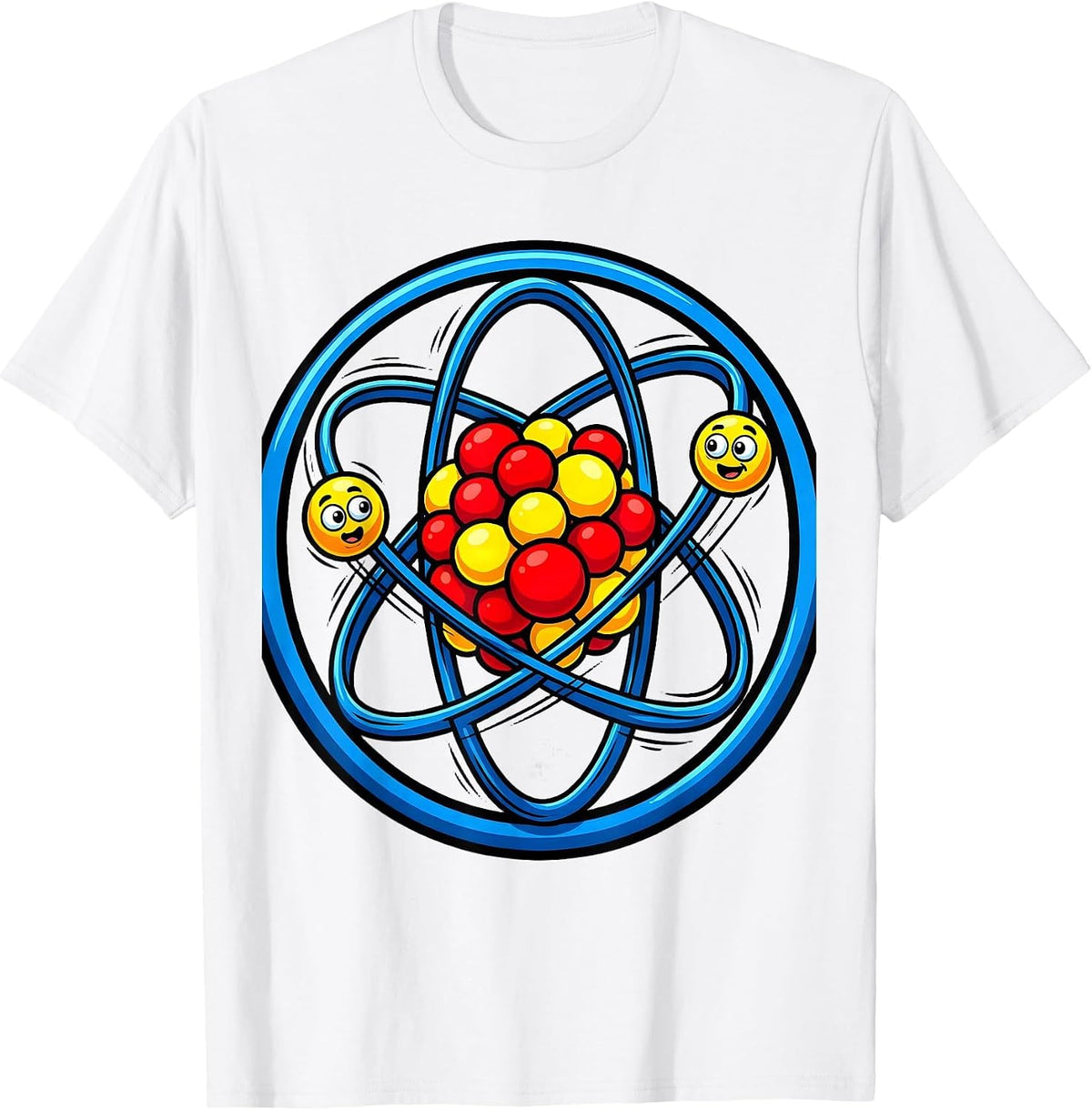 Men's Science Teacher Atom Model Orbiting Electrons Design T-Shirt - White