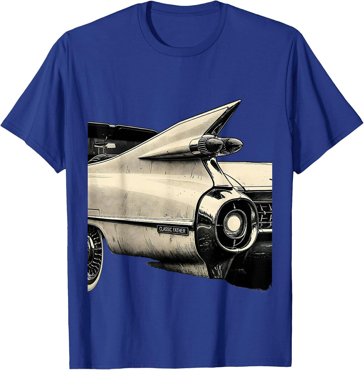 Classic Father Funny Old Man Guy Classic Car Graphic T-Shirt - Royal Blue
