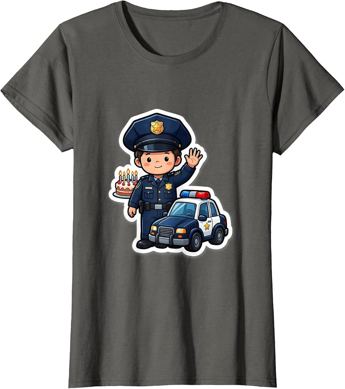 Women's Future Police Officer Birthday Toddler Party Role Play T-Shirt - Asphalt Grey