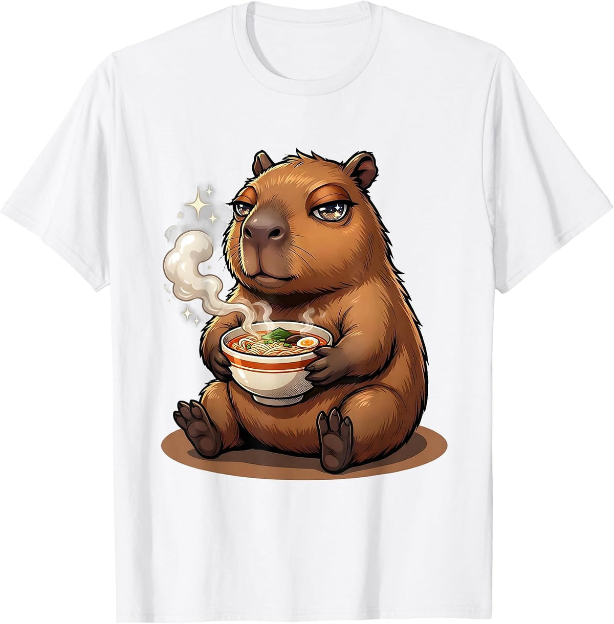 Kawaii Capybara Ramen Anime Gamer Gift T-Shirt - White
