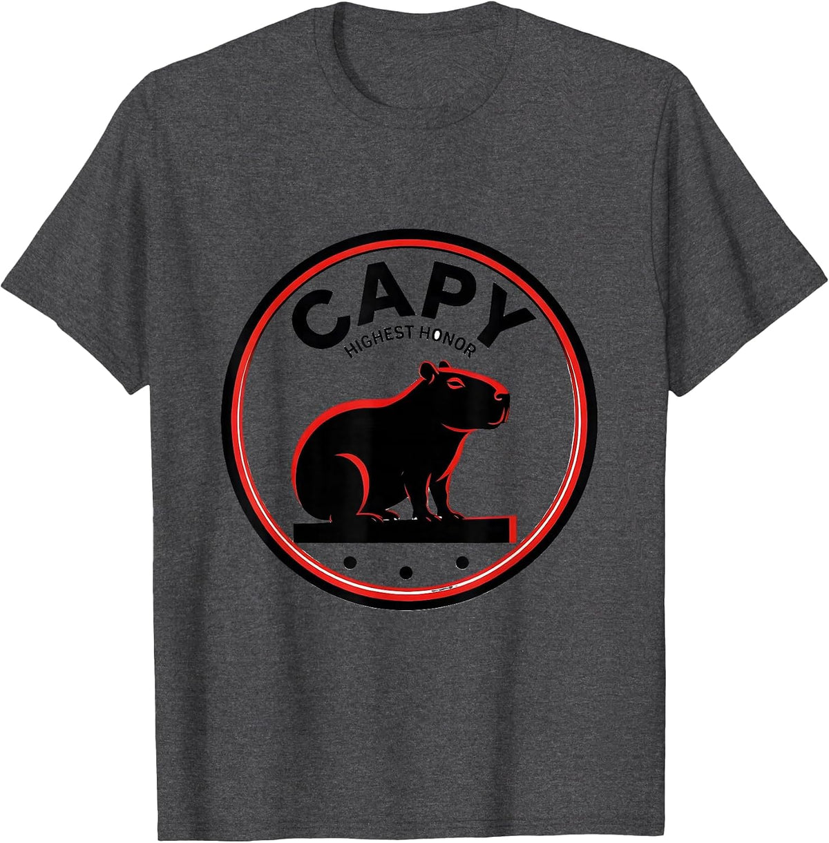 Capy, Highest Honor Funny Capybara Meme Animal Lover Humor T-Shirt - Dark Heather Grey