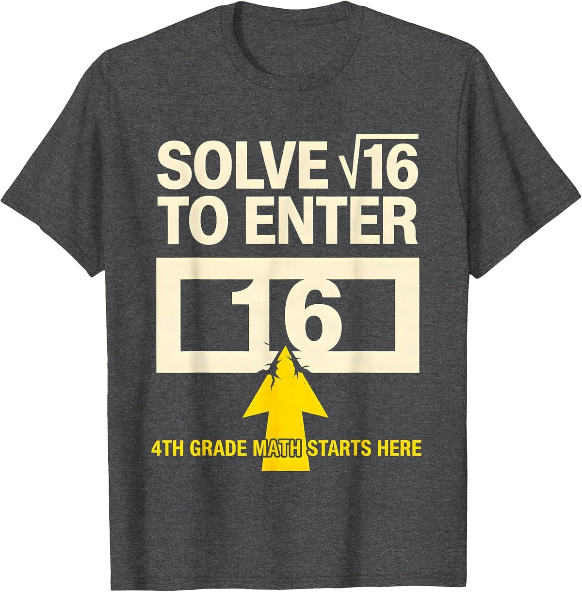 Solve √16 To Enter — 4th Grade Math Starts Here Math Teacher T-Shirt - Dark Heather Grey